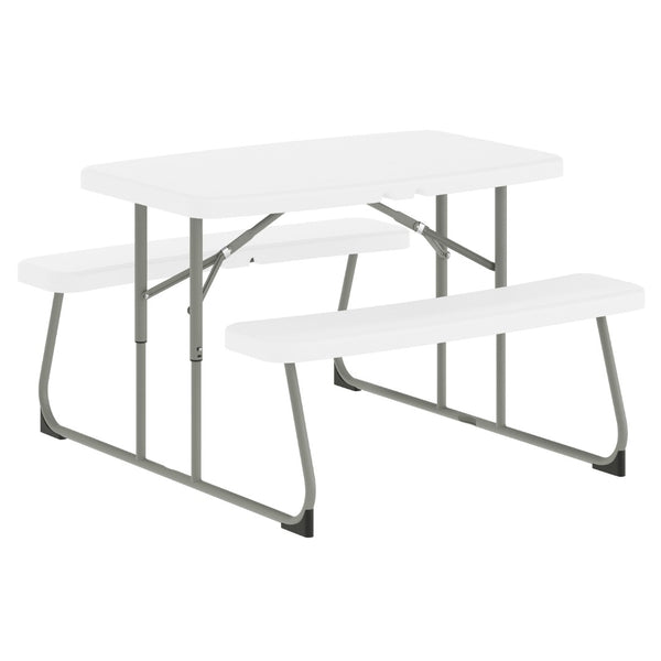 English Elm Paige Easy-Fold Folding Plastic Kids Picnic Table and Benches - Safe, Durable, No Assembly Required White RB-EBB-2432FD2-WH-GG
