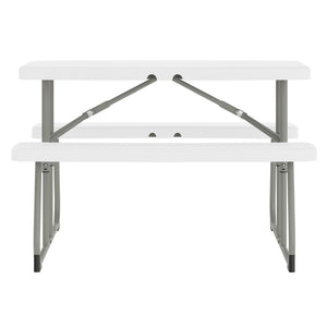 English Elm Paige Easy-Fold Folding Plastic Kids Picnic Table and Benches - Safe, Durable, No Assembly Required White RB-EBB-2432FD2-WH-GG