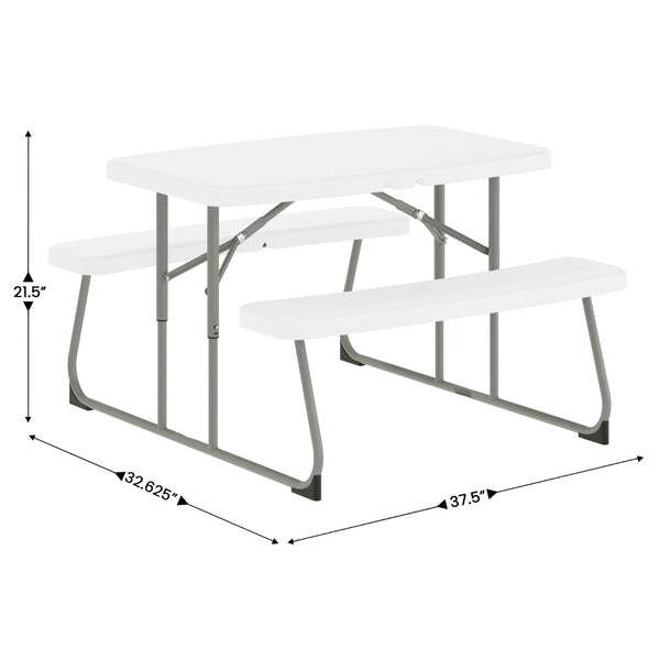 English Elm Paige Easy-Fold Folding Plastic Kids Picnic Table and Benches - Safe, Durable, No Assembly Required White RB-EBB-2432FD2-WH-GG