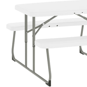 English Elm Paige Easy-Fold Folding Plastic Kids Picnic Table and Benches - Safe, Durable, No Assembly Required White RB-EBB-2432FD2-WH-GG