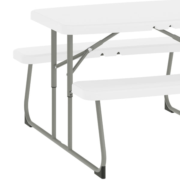 English Elm Paige Easy-Fold Folding Plastic Kids Picnic Table and Benches - Safe, Durable, No Assembly Required White RB-EBB-2432FD2-WH-GG