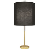 Robert Abbey Kate Table Lamp Modern Brass Finish w/ Clear Crystal Accents Raven Black Fabric Shade