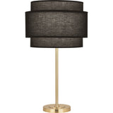 Robert Abbey Decker Table Lamp Modern Brass Finish Raven Black Fabric Shade