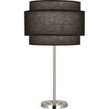 Robert Abbey Decker Table Lamp Polished Nickel Finish Raven Black Fabric Shade