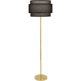 Robert Abbey Decker Floor Lamp Modern Brass Finish Raven Black Fabric Shade