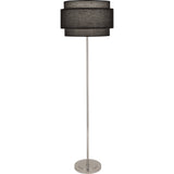 Robert Abbey Decker Floor Lamp Polished Nickel Finish Raven Black Fabric Shade