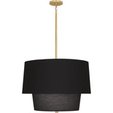 Robert Abbey Decker Pendant Modern Brass Finish Raven Black Fabric Shade