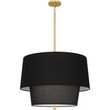 Robert Abbey Decker Pendant Modern Brass Finish Raven Black Fabric Shade