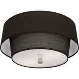 Robert Abbey Decker Flushmount Polished Nickel Finish Raven Black Fabric Shade