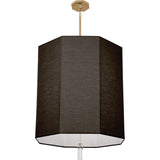 Robert Abbey Kate Pendant Polished Nickel Finish w/ Clear Crystal Accent Raven Black Fabric Shade