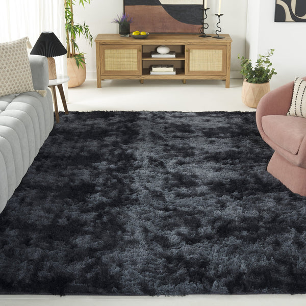 Safavieh Rainbow Shag Area Rug – Luxurious Slip-resistant Design For Stylish Home Décor Enhancement Dark Grey Polyester Pile Rbo100f-2