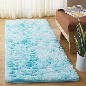 Safavieh Rainbow Shag Area Rug – Luxurious Slip-resistant Design For Stylish Home Décor Enhancement Aqua Polyester Pile Rbo100j-8