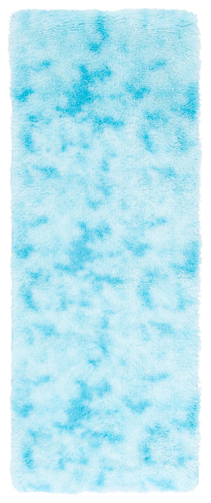 Safavieh Rainbow Shag Area Rug – Luxurious Slip-resistant Design For Stylish Home Décor Enhancement Aqua Polyester Pile Rbo100j-8