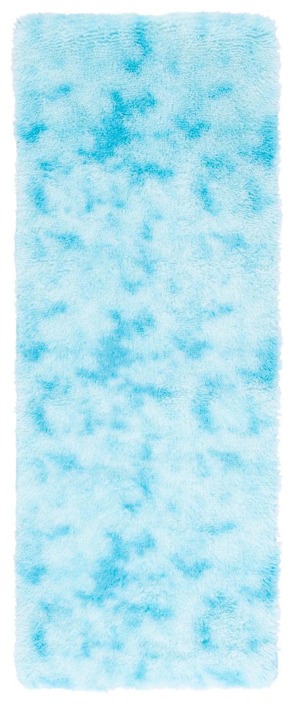 Safavieh Rainbow Shag Area Rug – Luxurious Slip-resistant Design For Stylish Home Décor Enhancement Aqua Polyester Pile Rbo100j-8
