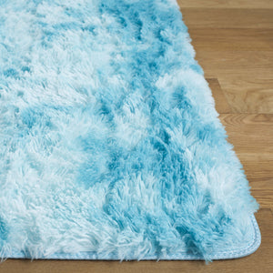 Safavieh Rainbow Shag Area Rug – Luxurious Slip-resistant Design For Stylish Home Décor Enhancement Aqua Polyester Pile Rbo100j-8