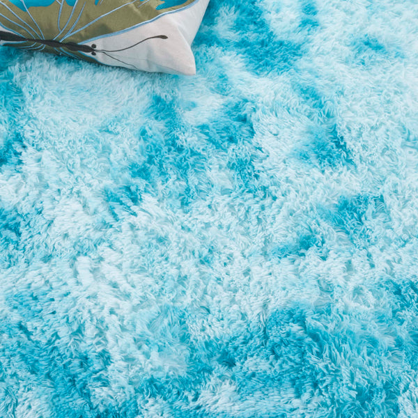 Safavieh Rainbow Shag Area Rug – Luxurious Slip-resistant Design For Stylish Home Décor Enhancement Aqua Polyester Pile Rbo100j-8