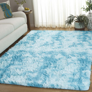 Safavieh Rainbow Shag Area Rug – Luxurious Slip-resistant Design For Stylish Home Décor Enhancement Aqua Polyester Pile Rbo100j-8
