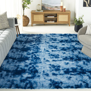 Safavieh Rainbow Shag Area Rug – Luxurious Slip-resistant Design For Stylish Home Décor Enhancement Blue Polyester Pile Rbo100m-8