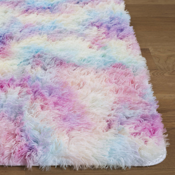 Safavieh Rainbow Shag Area Rug – Luxurious Slip-resistant Design For Stylish Home Décor Enhancement Rainbow Polyester Pile Rbo100r-8