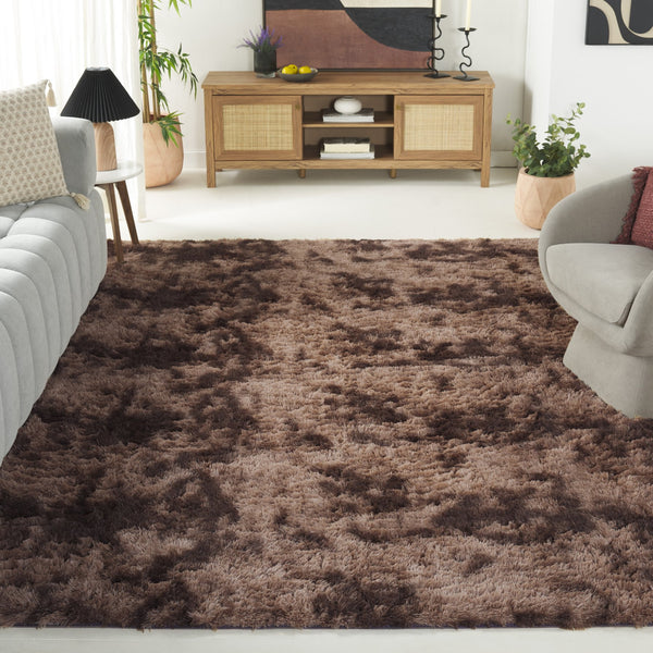 Safavieh Rainbow Shag Area Rug – Luxurious Slip-resistant Design For Stylish Home Décor Enhancement Brown Polyester Pile Rbo100t-3