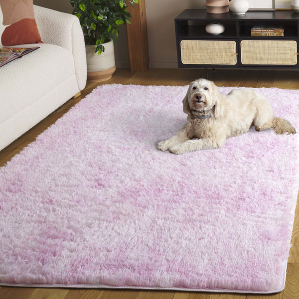 Safavieh Rainbow Shag Area Rug – Luxurious Slip-resistant Design For Stylish Home Décor Enhancement Pink Polyester Pile Rbo100u-6