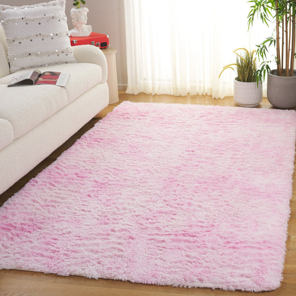 Safavieh Rainbow Shag Area Rug – Luxurious Slip-resistant Design For Stylish Home Décor Enhancement Pink Polyester Pile Rbo100u-6