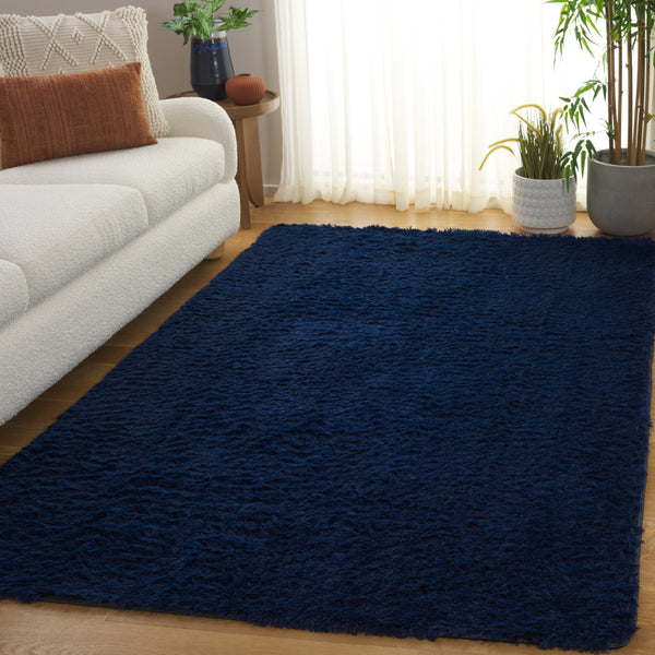 Safavieh Rainbow Luxurious Plush Area Rug - Soft Shag Style For Elegant Living Spaces With Slip-resistant Design Navy Polyester Pile Rbo101n-57