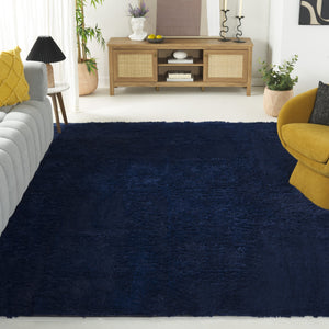 Safavieh Rainbow Luxurious Plush Area Rug - Soft Shag Style For Elegant Living Spaces With Slip-resistant Design Navy Polyester Pile Rbo101n-57