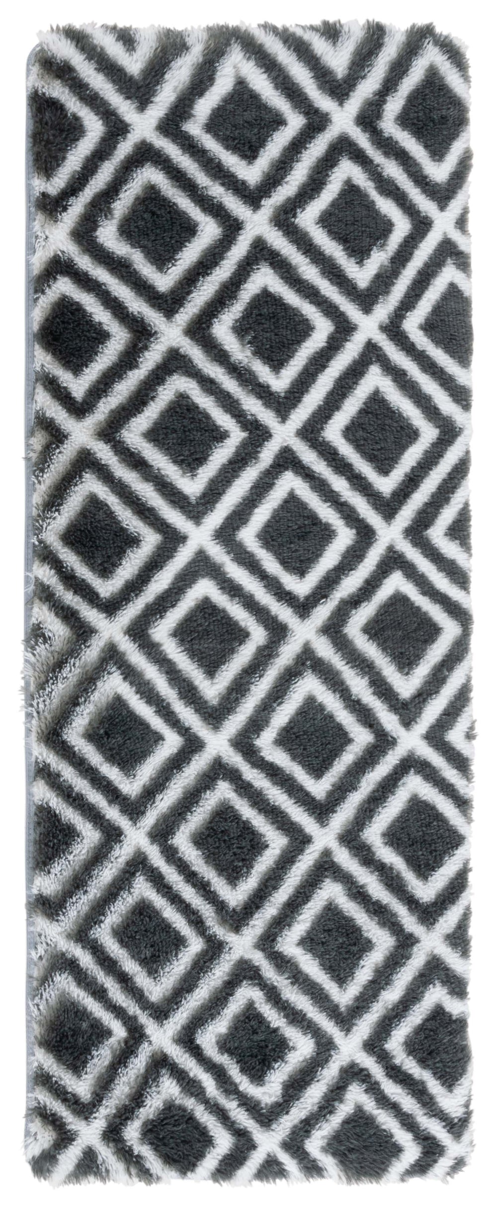 Safavieh Rainbow Luxurious Shag Area Rug - Soft Polyester, Stylish Diamond Design, Perfect For Any Room Charcoal ,White Polyester Pile Rbo102h-57
