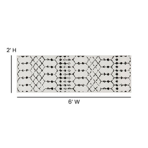 English Elm Beth Geometric Bohemian Low Pile Rug - 2'x6' - Stylish Ivory/Black Design for High-Traffic Areas RC-CR19-1330-26-WH-GG