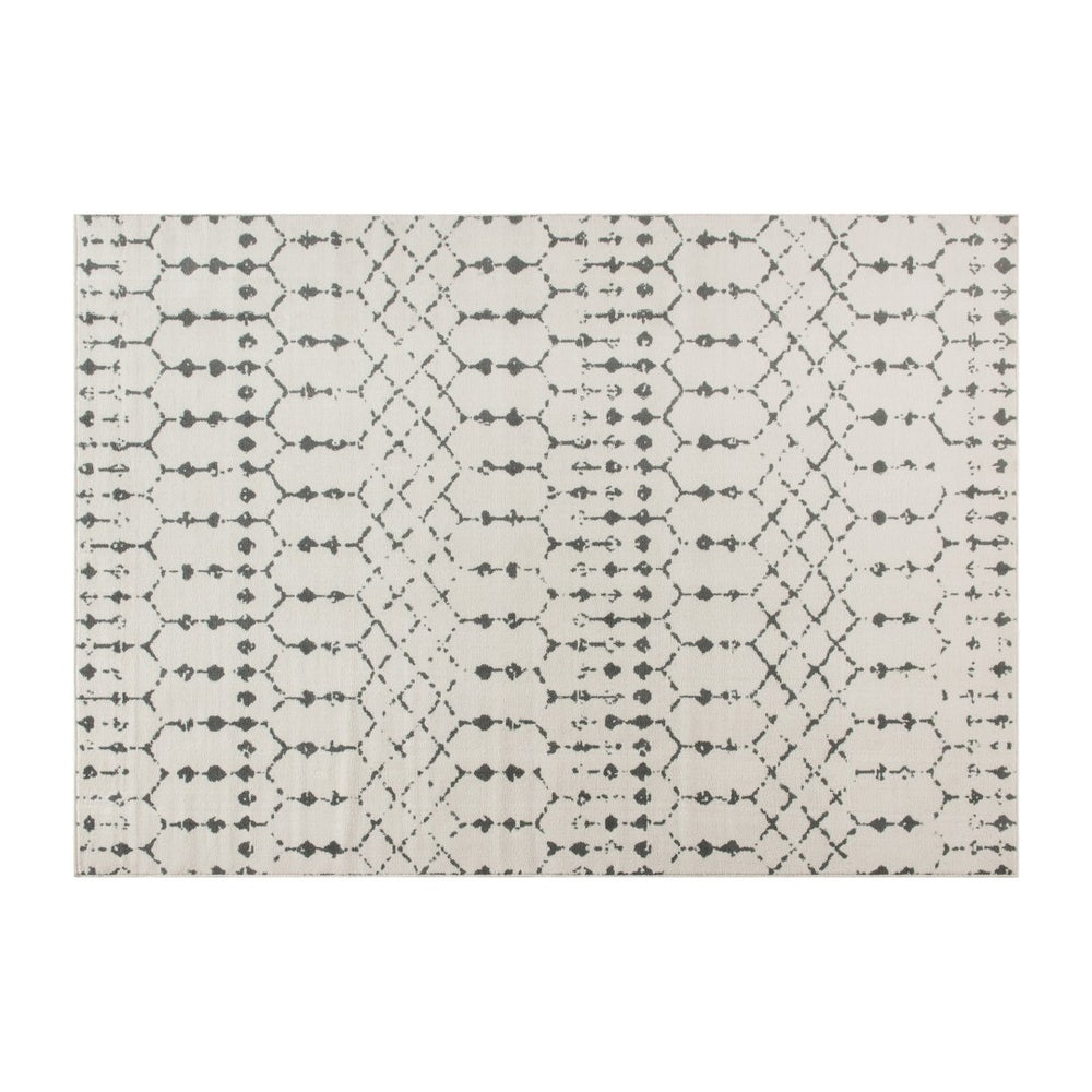 English Elm Beth Geometric Bohemian Low-Pile Rug - Stylish, Durable Design for Modern Homes and Cozy Spaces Ivory/Gray 5' x 7' RC-CR19-1330-57-IV-GR-GG