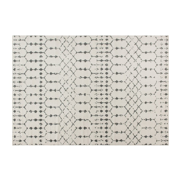English Elm Beth Geometric Bohemian Low-Pile Rug - Stylish, Durable Design for Modern Homes and Cozy Spaces Ivory/Gray 5' x 7' RC-CR19-1330-57-IV-GR-GG