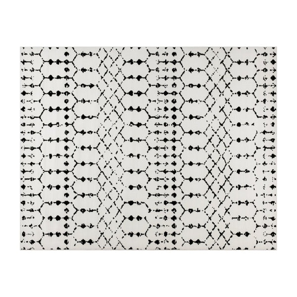 English Elm Beth Geometric Bohemian Low-Pile Rug - Stylish, Durable Design for Modern Homes and Cozy Spaces Ivory/Black 8' x 10' RC-CR19-1330-810-WH-GG