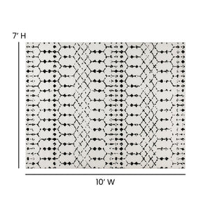 English Elm Beth Geometric Bohemian Low-Pile Rug - Stylish, Durable Design for Modern Homes and Cozy Spaces Ivory/Black 8' x 10' RC-CR19-1330-810-WH-GG