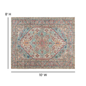 English Elm Katherine Distressed Vintage Medallion Area Rug 8' x 10' – Soft, Durable, and Stylish for Any Room RC-EG-202101-01-810-BL-GG