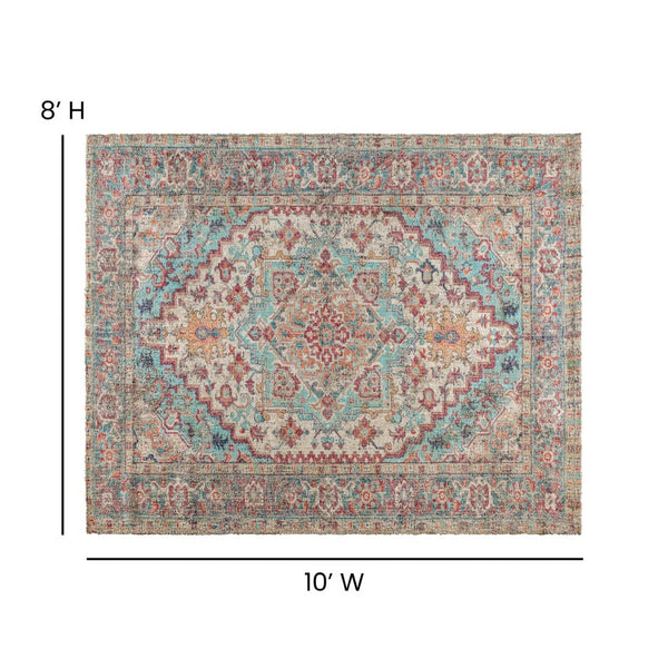 English Elm Katherine Distressed Vintage Medallion Area Rug 8' x 10' – Soft, Durable, and Stylish for Any Room RC-EG-202101-01-810-BL-GG