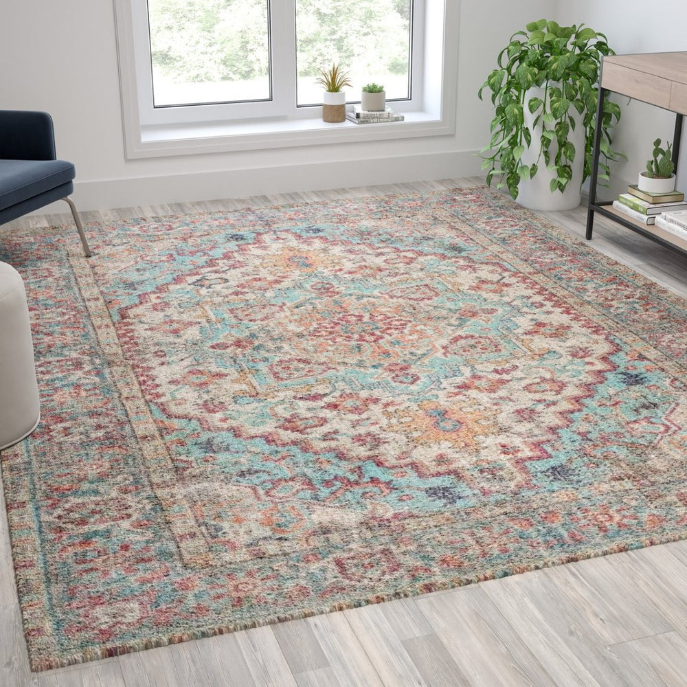 English Elm Katherine Distressed Vintage Medallion Area Rug 8' x 10' – Soft, Durable, and Stylish for Any Room RC-EG-202101-01-810-BL-GG