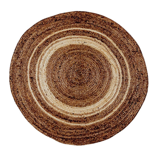 English Elm Prima Natural Fiber Jute Area Rug - 4' Round Braided Design for Eco-Friendly Home Décor & Comfort RC-JR-2045-12-48-GG