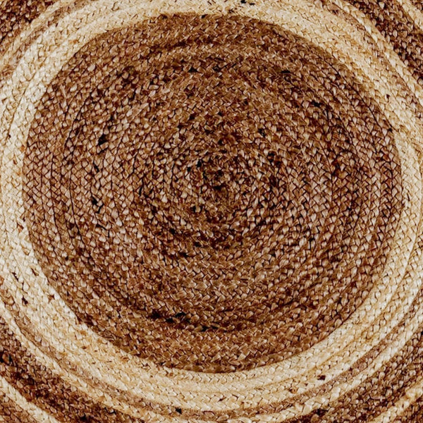 English Elm Prima Natural Fiber Jute Area Rug - 4' Round Braided Design for Eco-Friendly Home Décor & Comfort RC-JR-2045-12-48-GG