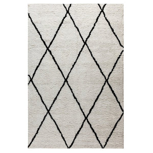English Elm Roxy Diamond Trellis Shag Area Rug – Luxurious Softness, Modern Design, Easy Care & Durable Style Ivory/Black 5' x 7' RC-KJ-181070-01-57-GG