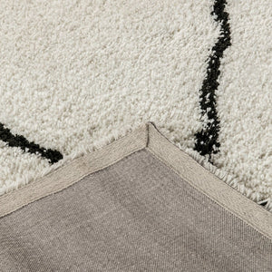 English Elm Roxy Diamond Trellis Shag Area Rug – Luxurious Softness, Modern Design, Easy Care & Durable Style Ivory/Black 5' x 7' RC-KJ-181070-01-57-GG
