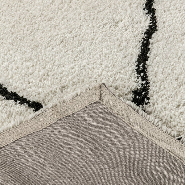 English Elm Roxy Diamond Trellis Shag Area Rug – Luxurious Softness, Modern Design, Easy Care & Durable Style Ivory/Black 5' x 7' RC-KJ-181070-01-57-GG