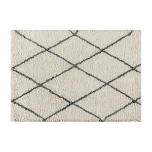 English Elm Roxy Diamond Trellis Shag Area Rug – Luxurious Softness, Modern Design, Easy Care & Durable Style Ivory/Gray 5' x 7' RC-KJ-181070-01-57-IV-GR-GG