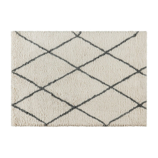 English Elm Roxy Diamond Trellis Shag Area Rug – Luxurious Softness, Modern Design, Easy Care & Durable Style Ivory/Gray 5' x 7' RC-KJ-181070-01-57-IV-GR-GG