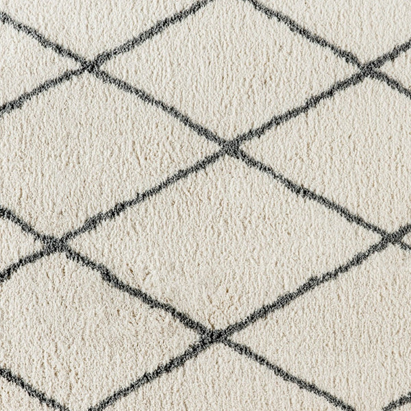 English Elm Roxy Diamond Trellis Shag Area Rug – Luxurious Softness, Modern Design, Easy Care & Durable Style Ivory/Gray 5' x 7' RC-KJ-181070-01-57-IV-GR-GG