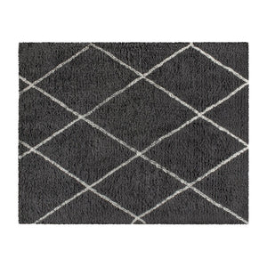 English Elm Roxy Diamond Trellis Shag Area Rug – Luxurious Softness, Modern Design, Easy Care & Durable Style Charcoal/Ivory 8' x 10' RC-KJ-181070-01-810-GR-IV-GG