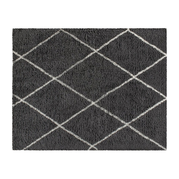 English Elm Roxy Diamond Trellis Shag Area Rug – Luxurious Softness, Modern Design, Easy Care & Durable Style Charcoal/Ivory 8' x 10' RC-KJ-181070-01-810-GR-IV-GG