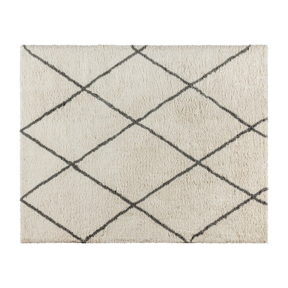 English Elm Roxy Diamond Trellis Shag Area Rug – Luxurious Softness, Modern Design, Easy Care & Durable Style Ivory/Gray 8' x 10' RC-KJ-181070-01-810-IV-GR-GG