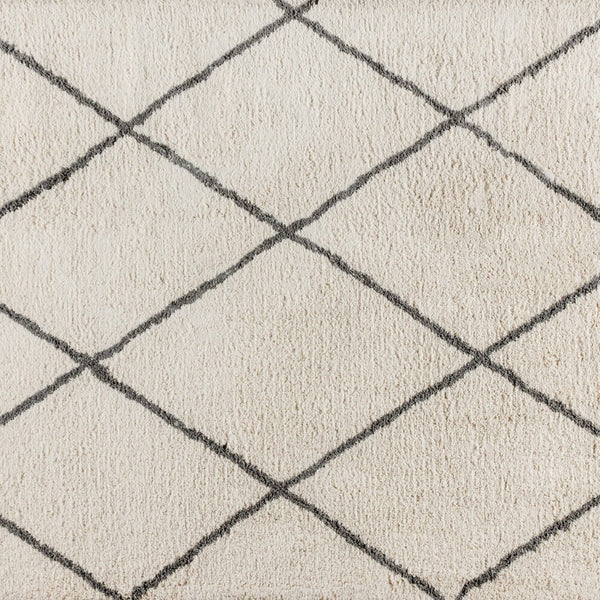 English Elm Roxy Diamond Trellis Shag Area Rug – Luxurious Softness, Modern Design, Easy Care & Durable Style Ivory/Gray 8' x 10' RC-KJ-181070-01-810-IV-GR-GG