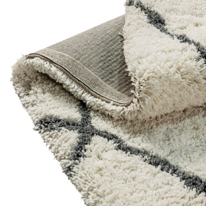English Elm Roxy Diamond Trellis Shag Area Rug – Luxurious Softness, Modern Design, Easy Care & Durable Style Ivory/Gray 8' x 10' RC-KJ-181070-01-810-IV-GR-GG